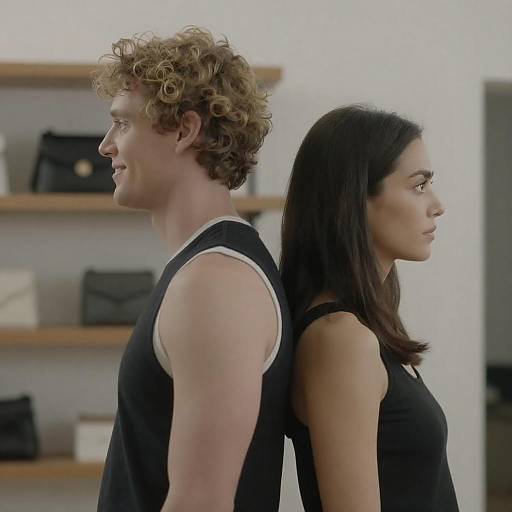 Man and Woman Standing Back to Back Indoors