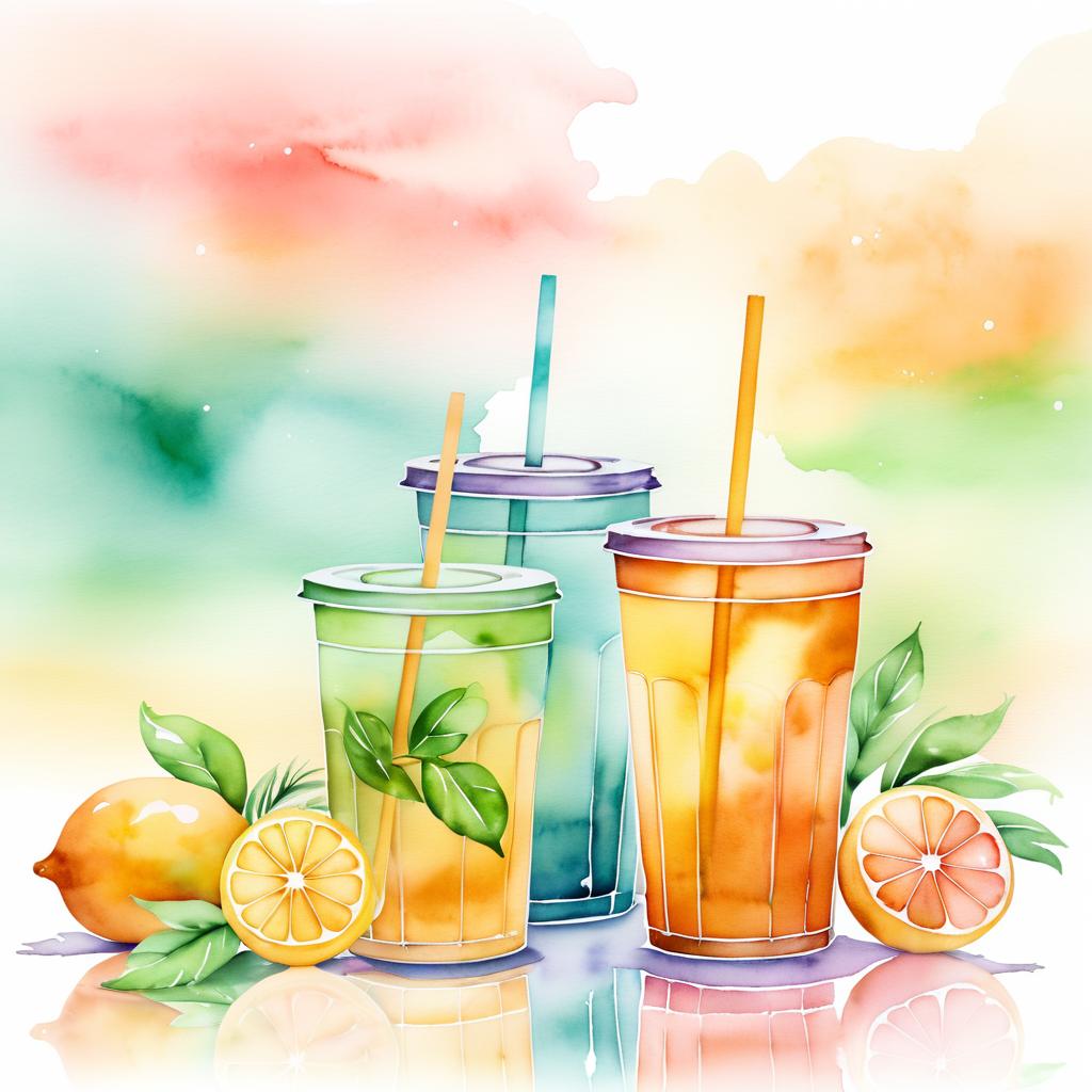 Whimsical Watercolor Iced Tea Art