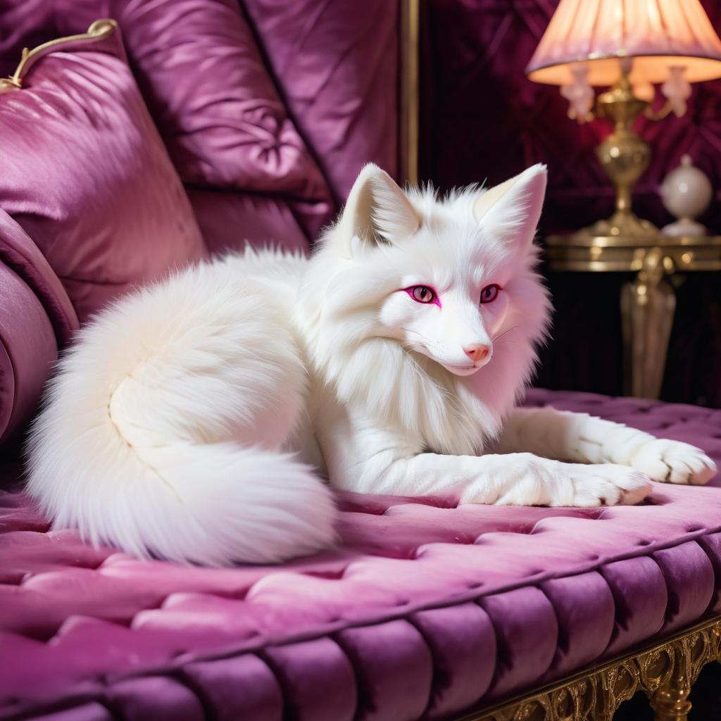 Whimsical Albino Fox in Lavish Setting