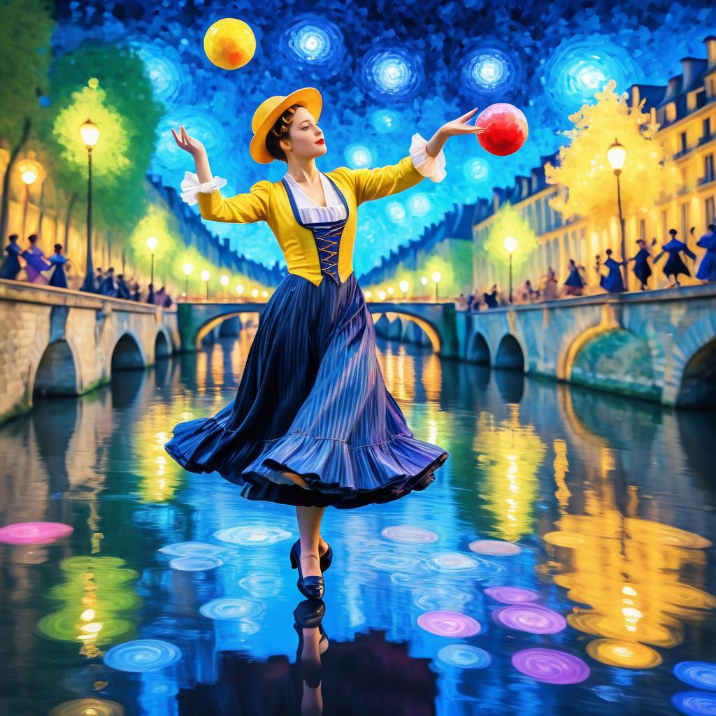 Kawaii Juggler in Van Gogh's Paris