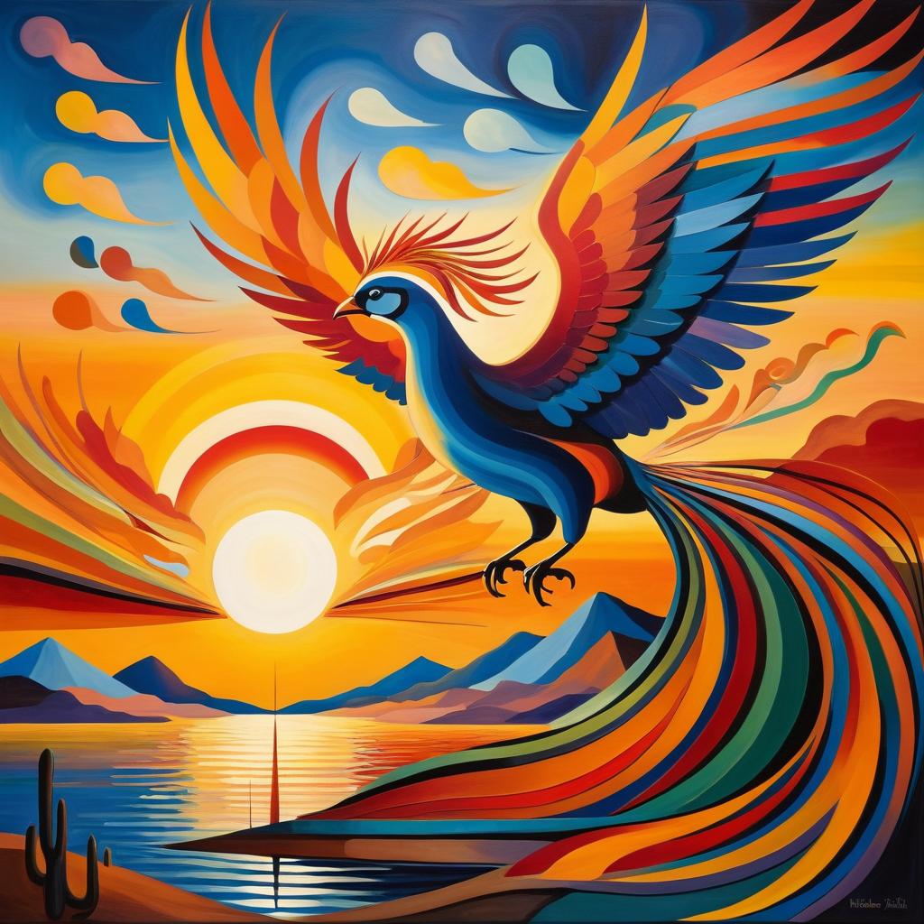 Surreal Phoenix Painting a Vibrant Sunset