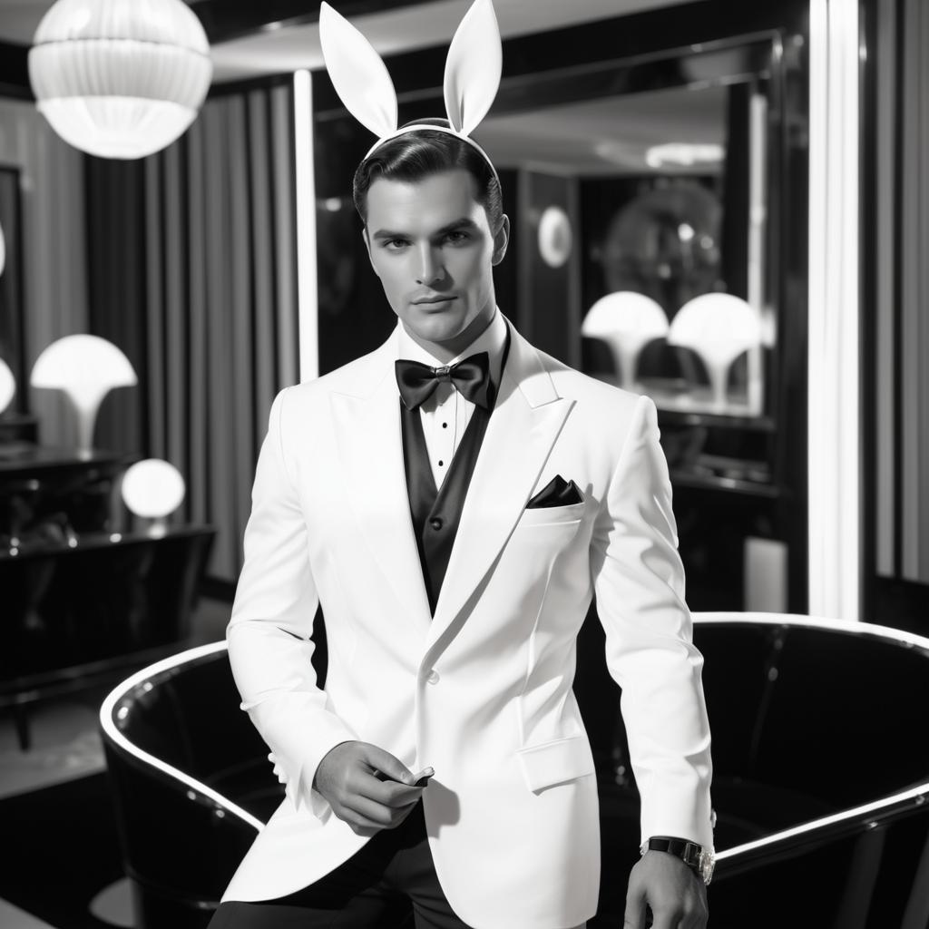 Elegant Man in Playboy Bunny Costume