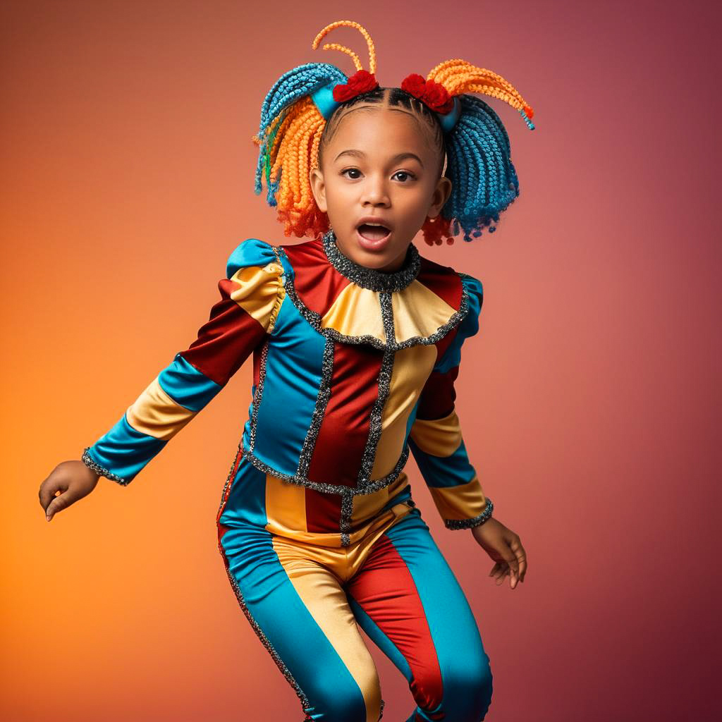 Surprised Child in Harlequin Costume