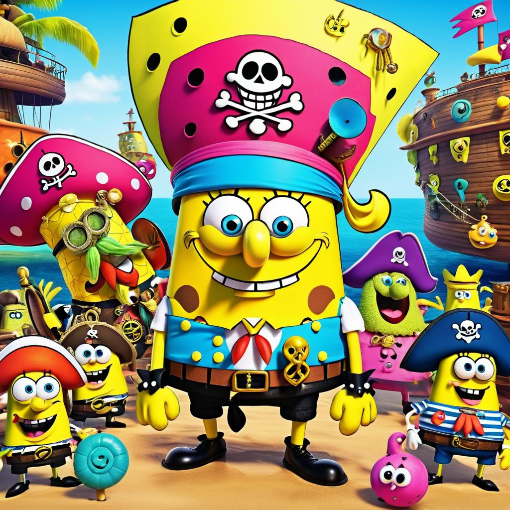 Playful SpongeBob Pirate Adventure Artwork