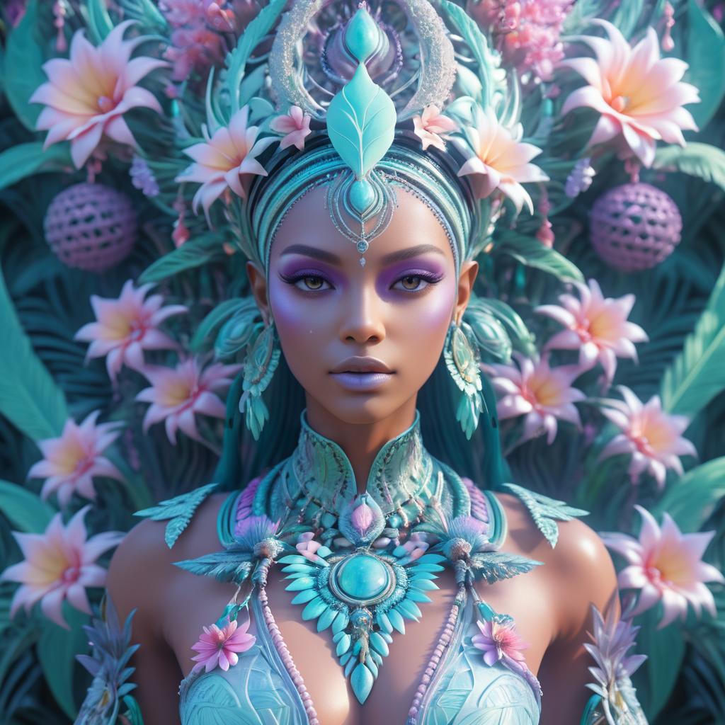 Exotic Alien Goddess in Pastel Hues