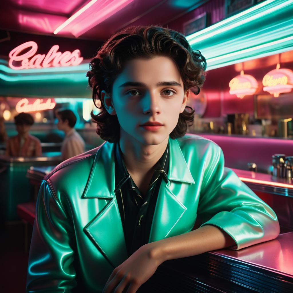 Retro Diner Portrait of a Teenager