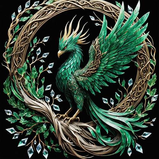 Emerald and Crystal Phoenix Art
