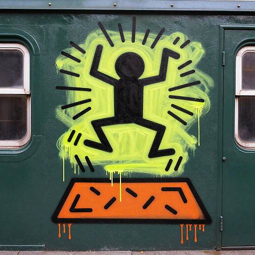 Keith Haring Neon Subway Art