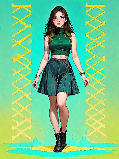 Chevron Knit Crop with Corduroy Skirt