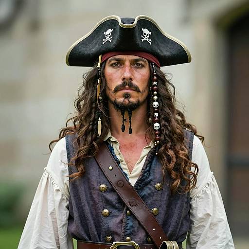 Confident Colonial Pirate in Costume