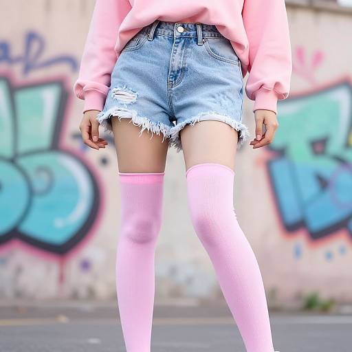 Confident Femboy in Vibrant Streetwear