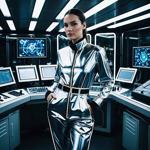 Futuristic Android Technician in Laboratory