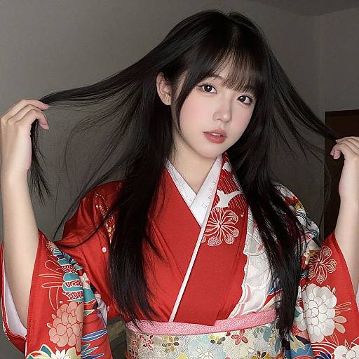 Portrait of Young Woman in Kimono