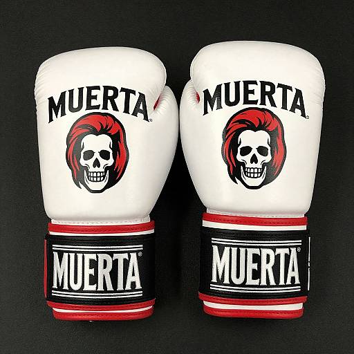 Photograph of white boxing gloves with 