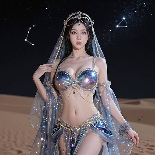 Celestial Star Goddess on Desert Planet