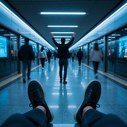 Cyberpunk Subway Scene with Neon Glow