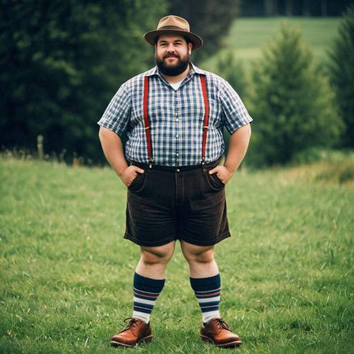 Plus Size Man in Bavarian Costume Outdoors