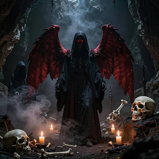 Mysterious Cave with Ominous Figures