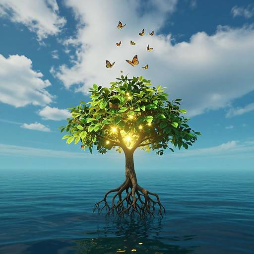 Upside Down Glowing Ocean Tree