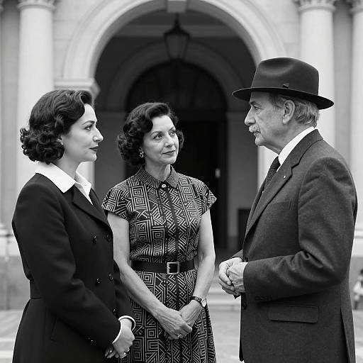 Vintage Black and White Portrait of Three