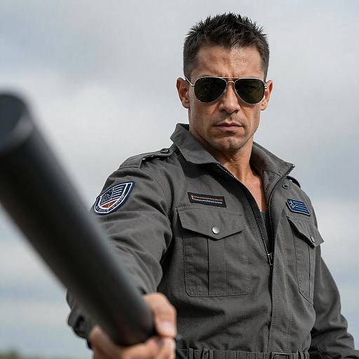 Intense Muscular Man with Aviators