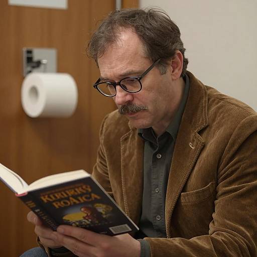 Middle-Aged Man Reading in Cozy Setting