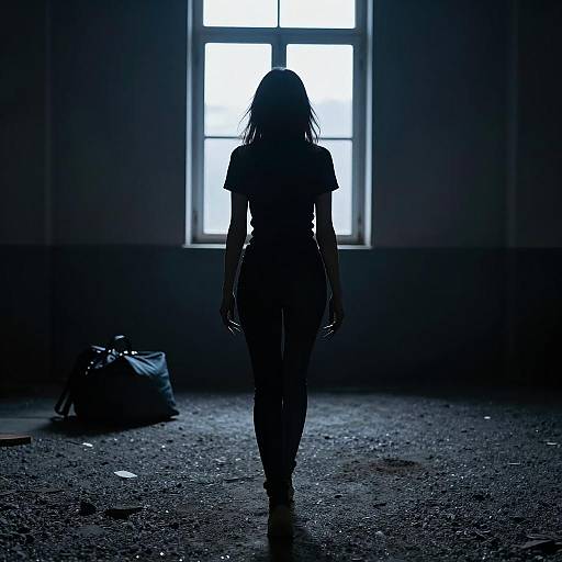 Mystical Figure in Dimly Lit Room