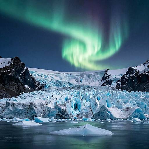 Northern Lights Over Icy Glacier