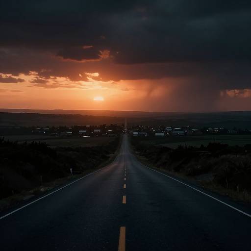 Spooky Sunset on Winding Road