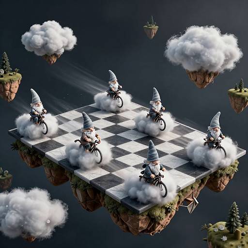 Gnomes Racing Cloud Unicycles
