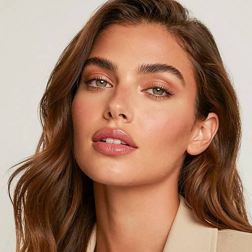 Close-Up Portrait of Woman with Glossy Lips