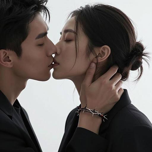 Intimate Moment: A Kiss in Focus