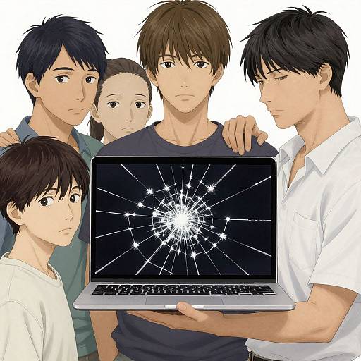 Man with Cracked Laptop Screen