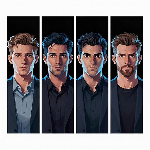 Four Men in Framed Digital Portraits