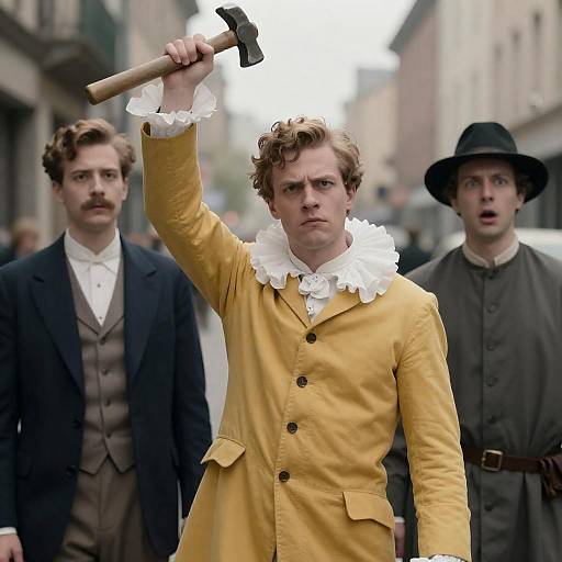 Three Vintage Men on Urban Street