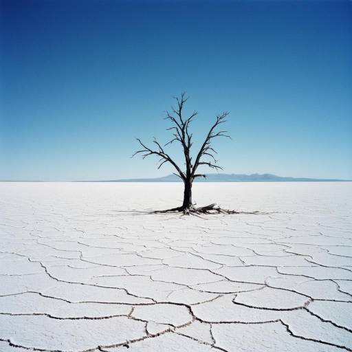 Solitary Dead Tree on Salt Flat