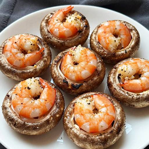 Close-Up Shrimp Stuffed Mushrooms