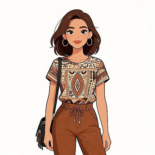 Bohemian Woman with Earth Tone Outfit