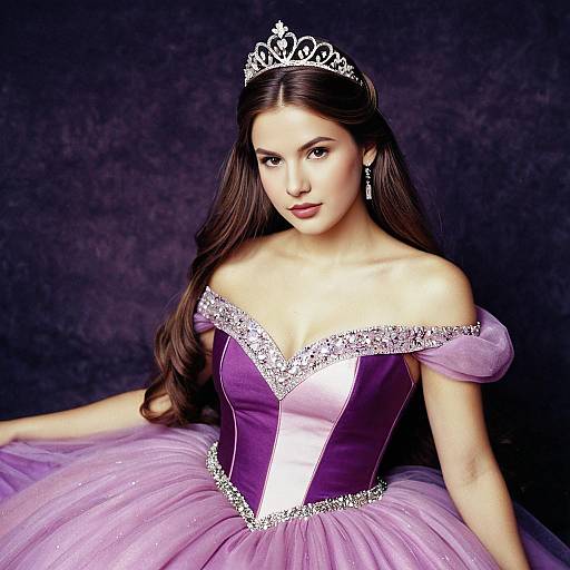 Elegant Princess in Pink and Purple Dress