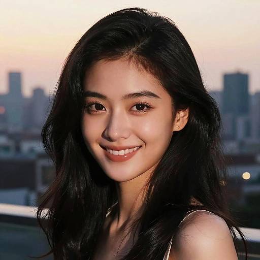 Elegant Black Hair Portrait at Golden Hour