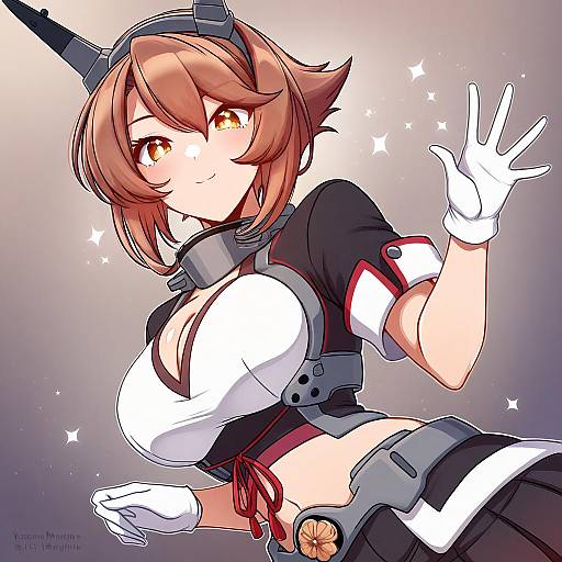 Illustration of Mutsu kai ni (kancolle), kantai collection in the style of Merunyaa