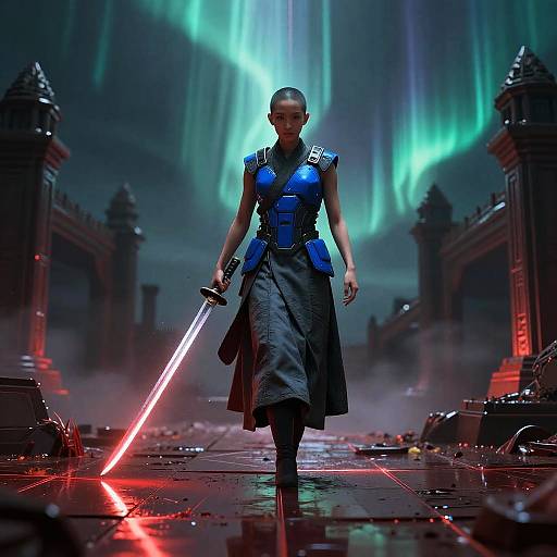 Techno Monk in Cyber Ruins