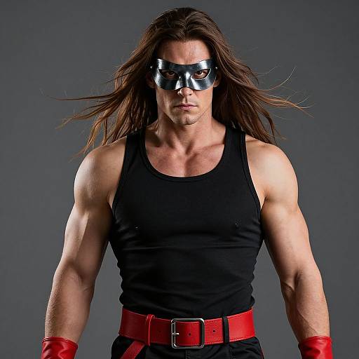 Masked Man with Flowing Hair