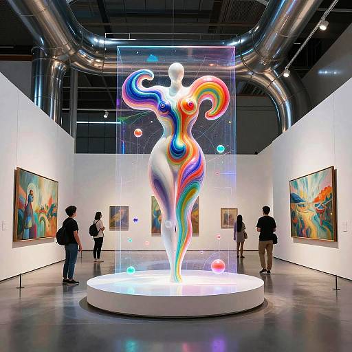 Futuristic AI Art Gallery Experience