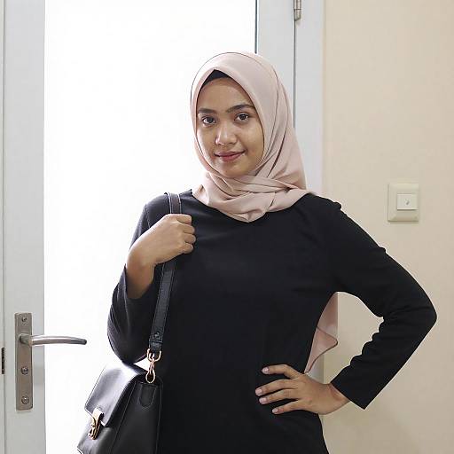 Young Asian Woman in Beige Hijab