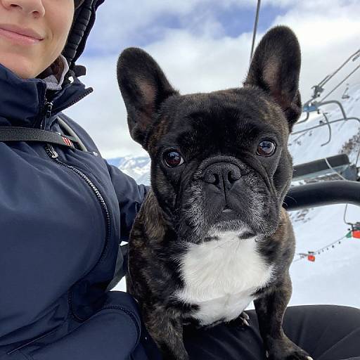 French Bulldog Selfie on Ski Lift