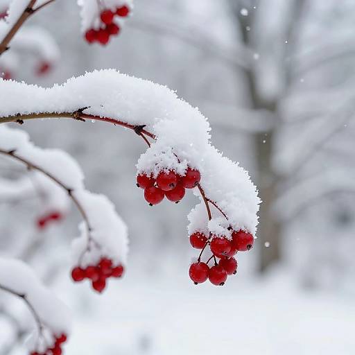 Snow-Dusted Red Berries in Winter