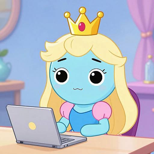Princess Bubblegum with Crown and Laptop