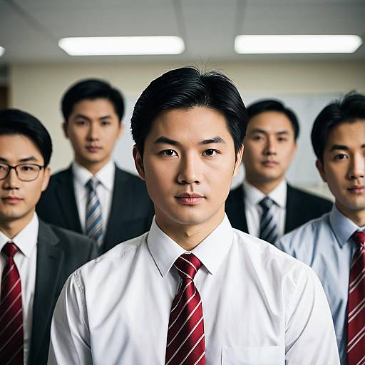 Team of Asian Businessmen in Formal Attire