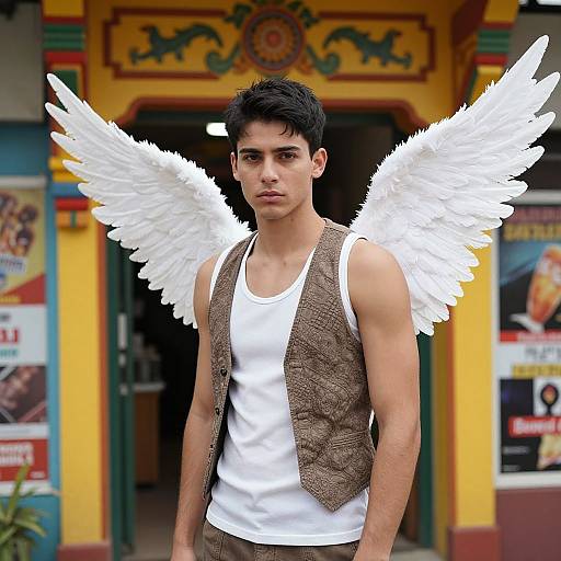 Young Man with Angel Wings Portrait